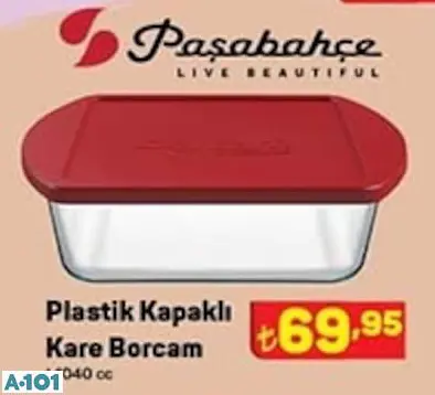PAŞABAHÇE PLASTİK KAPAKLI KARE BORCAM PAŞABAHÇE PLASTİK KAPAKLI KARE BORCAM